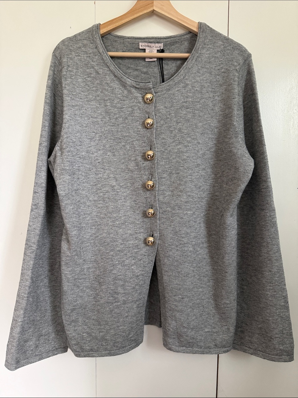 NWT Sincerly Jules Heather Gray Button-Front XL Knit Cardigan Preppy Office